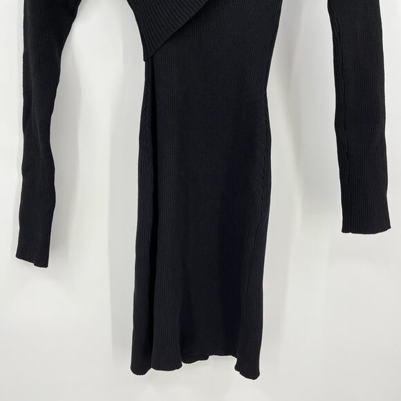 superdown | Ysabel Mini Dress in Black Ribbed Knit Sweater Dress XS - Picture 8 of 10